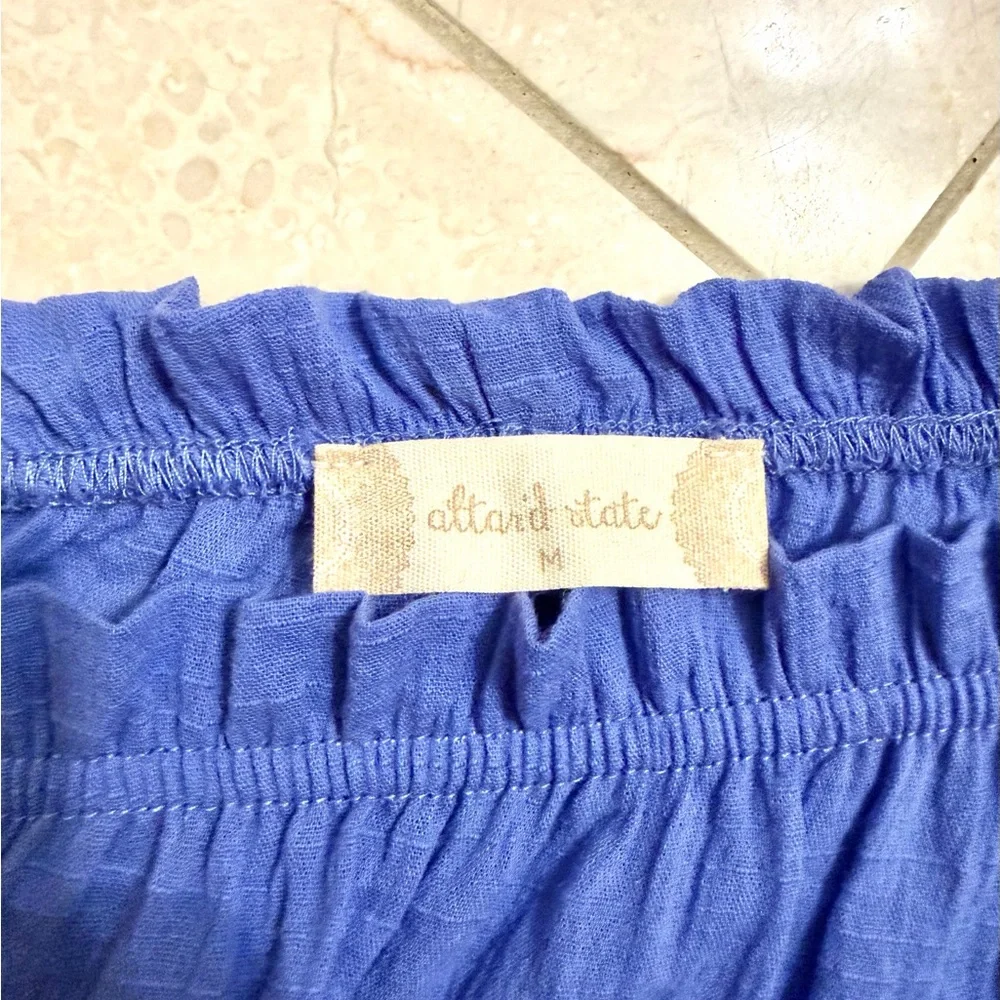 Altar'd State Royal Blue Off-Shoulder Smocked Crop Top